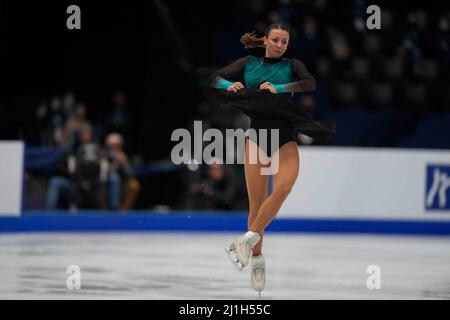 Sud de France Arena, Montpellier, Francia. 25th Mar 2022. Nicole Schott dalla Georgia durante la finale delle donne, il Campionato Mondiale di Pattinaggio a Sud de France Arena, Montpellier, Francia. Kim Price/CSM/Alamy Live News Foto Stock