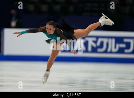 Sud de France Arena, Montpellier, Francia. 25th Mar 2022. Nicole Schott dalla Georgia durante la finale delle donne, il Campionato Mondiale di Pattinaggio a Sud de France Arena, Montpellier, Francia. Kim Price/CSM/Alamy Live News Foto Stock