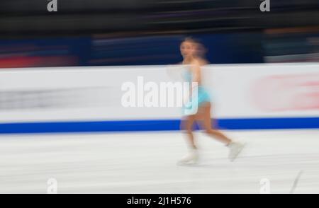 Sud de France Arena, Montpellier, Francia. 25th Mar 2022. Alysa Liu dagli Stati Uniti d'America durante la finale delle donne, il campionato mondiale di pattinaggio a figure alla Sud de France Arena, Montpellier, Francia. Kim Price/CSM/Alamy Live News Foto Stock