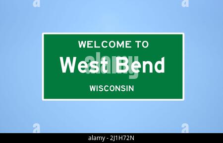 West Bend, Wisconsin City Limit Sign. Cartello della città dagli Stati Uniti. Foto Stock