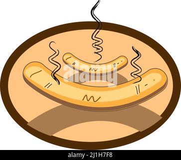 Coppia isolata di salsicce fritte tedesche Vector Illustrazione Vettoriale
