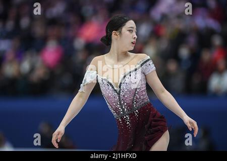 Montpellier, Francia. 25th Mar 2022. Young YOU (KOR), durante il Women Free Skating, al campionato ISU World Figure Skating 2022 al Sud de France Arena, il 25 marzo 2022 a Montpellier Occitanie, Francia. Credit: AFLO Co. Ltd./Alamy Live News Foto Stock