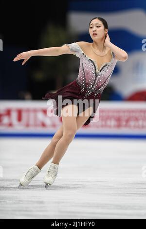 Montpellier, Francia. 25th Mar 2022. Young YOU (KOR), durante il Women Free Skating, al campionato ISU World Figure Skating 2022 al Sud de France Arena, il 25 marzo 2022 a Montpellier Occitanie, Francia. Credit: AFLO Co. Ltd./Alamy Live News Foto Stock