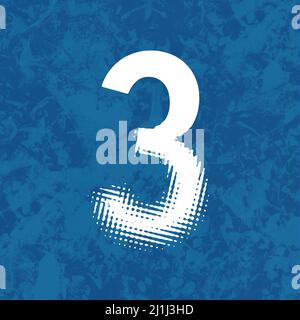 serie di numeri bianchi su sfondo blu a grunge, illustrazione 3d, Foto Stock
