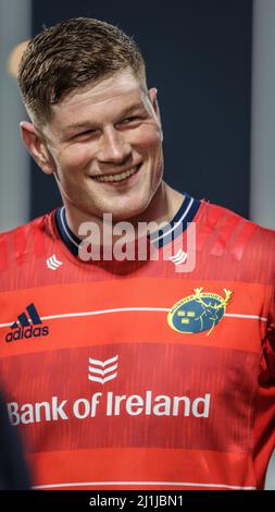 25 marzo 2022, Cork, Irlanda - Jack o'Donoghue alla partita United Rugby Championship tra Munster (51) e Benetton (22) Foto Stock