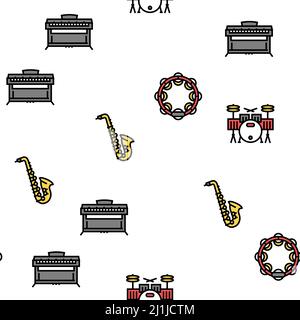 Music Instruments Performance Vector Seamless Pattern Illustrazione Vettoriale