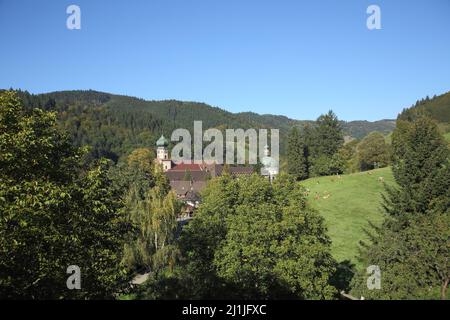 Vista del monastero di San Trudpert nella valle di Munster, Baden-Württemberg, Germania Foto Stock
