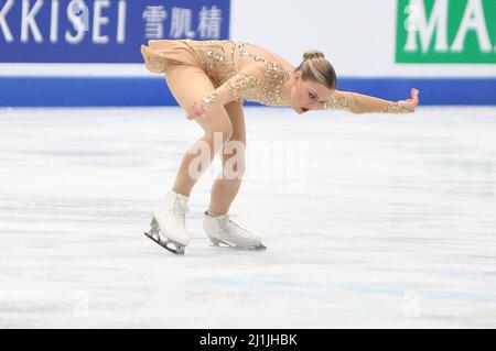 Montpellier, Francia. 25th Mar 2022. Loena Hendrickx del Belgio durante i Campionati mondiali di pattinaggio a figure ISU 2022 il 21 marzo 2022 alla Sud de France Arena di Montpellier, Francia - Foto di Laurent Lairys/ABACAPRESS.COM Credit: Abaca Press/Alamy Live News Foto Stock