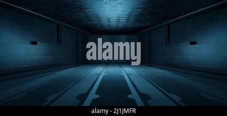 Futuristico alieno fantascienza hangar tunnel corridoio 3D rendering Foto Stock