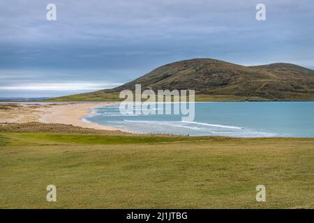 Spiaggia di Sgarasta Mhor - Traigh Scarasta sulla costa occidentale dell'isola di Harris, Scozia Foto Stock