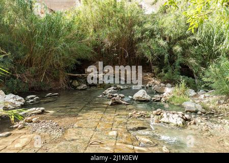 Scenari naturali delle sorgenti termali vulcaniche di Segesta, provincia di Trapani, Italia. Foto Stock