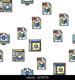 3D Software di modellazione e Device Vector Seamless Pattern Illustrazione Vettoriale