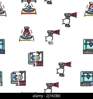 3D Software di modellazione e Device Vector Seamless Pattern Illustrazione Vettoriale