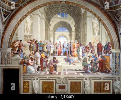 Scuola di Atene di Raffaello (1511) pittura famosa. Foto Stock