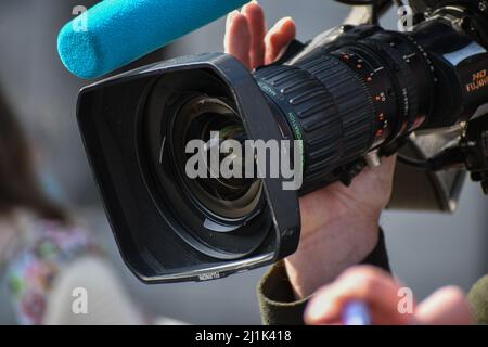 RTE cameraman. copyspace Foto Stock