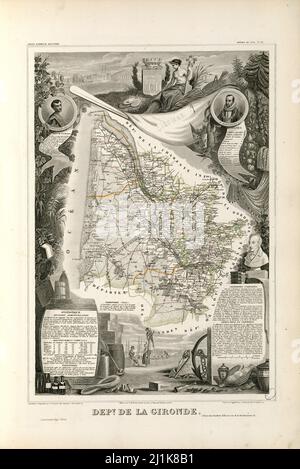 Mappa d'epoca colonie e aree francesi del 19th secolo. Tutte le mappe sono ben illustrate a mano mostrando la Francia al momento. Foto Stock