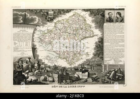 Mappa d'epoca colonie e aree francesi del 19th secolo. Tutte le mappe sono ben illustrate a mano mostrando la Francia al momento. Foto Stock