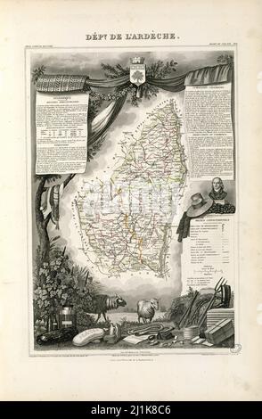 Mappa d'epoca colonie e aree francesi del 19th secolo. Tutte le mappe sono ben illustrate a mano mostrando la Francia al momento. Foto Stock