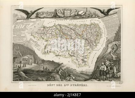 Mappa d'epoca colonie e aree francesi del 19th secolo. Tutte le mappe sono ben illustrate a mano mostrando la Francia al momento. Foto Stock