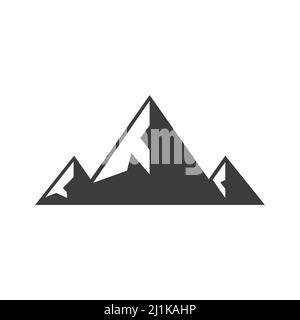 Icona montagna. Forme di silhouette nere delle montagne. Illustrazione Vettoriale