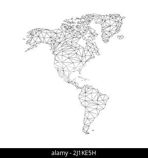 Mappa Nord e Sud America. Mappa del mondo con forme triangolari. Illustrazione Vettoriale