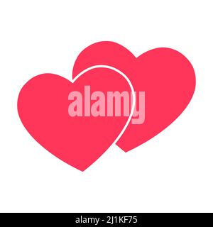 Icona rossa del cuore. Simbolo di amore piatto. Cartello San Valentino. Illustrazione Vettoriale