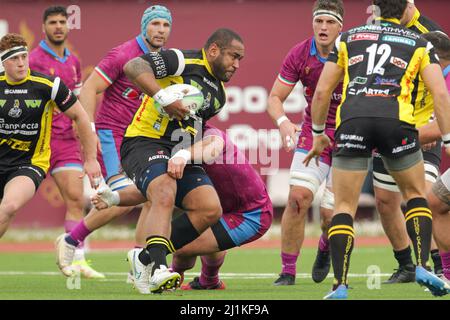 Roma, Italia. 26th Mar 2022. Samuela Vunisa (Rugby Calvisano) durante FF.OO. Rugby Vs Rugby Calvisano, Campionato Italiano di rugby Top 10 a Roma, Italia, Marzo 26 2022 Credit: Agenzia indipendente di Foto/Alamy Live News Foto Stock