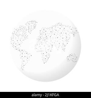 Mappa del mondo con forme triangolari connesse. Globo terrestre con elementi poligonali. Simbolo di disegno della linea di terra continua Illustrazione Vettoriale