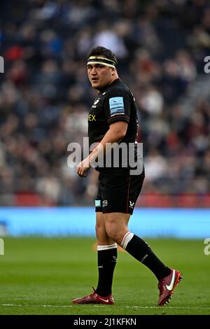 Tottenham, Regno Unito. 26th Mar 2022. Premiership Rugby. Saracens V Bristol Bears. Lo stadio Tottenham Hotspur. Tottenham. Jamie George (Saracens) durante lo Showdown 2, in associazione con City Index, Saracens V Bristol Bears Gallagher Premiership rugby match. Credit: Sport in immagini/Alamy Live News Foto Stock