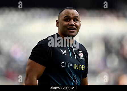 Tottenham, Regno Unito. 26th Mar 2022. Premiership Rugby. Saracens V Bristol Bears. Lo stadio Tottenham Hotspur. Tottenham. Billy Vunipola (Saracens) durante lo Showdown 2, in associazione con City Index, Saracens V Bristol porta Gallagher Premiership rugby match. Credit: Sport in immagini/Alamy Live News Foto Stock