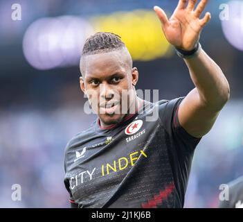 LONDRA, REGNO UNITO. 26th, Mar 2022. Maro Itoje di Saracens durante Gallagher Premiership Rugby - Saracens vs Bristol Bears al Tottenham Hotspur Stadium Sabato 26 Marzo 2022. LONDRA INGHILTERRA. Credit: Taka G Wu/Alamy Live News Foto Stock