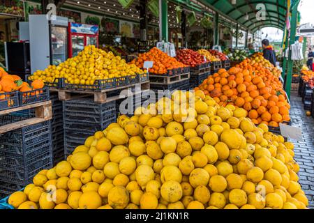 Cipro è un paradiso per gli agrumi. Repubblica turca di Cipro del Nord (TRNC) Foto Stock