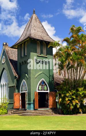 La Chiesa di Waioli Huiia, una delle chiese cristiane più antiche delle Hawaii Foto Stock