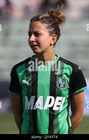 Erika Santoro di US SASSUOLO si presenta durante la Serie A Woman Match tra US Sassuolo e AS Roma allo Stadio Ricci il 26 marzo 2022 a Sassuolo (MO), Italia. Foto Stock