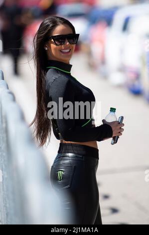 Le Americhe. 26th Mar 2022. McKenzie Starr Monster Energy Girl al NASCAR EchoPark Automotive Grand Prix, circuito delle Americhe. Austin, Texas. Mario Cantu/CSM/Alamy Live News Foto Stock