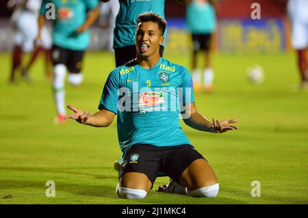 Salvador, Bahia, Brasile. 26th Mar 2022. Under-20 amichevole partita: Brasile vs Bahia. 26 marzo 2022, Salvador, Bahia, Brasile: Partita amichevole di calcio tra la Nazionale di Calcio Under-20 Brasiliana e Bahia, tenuto al Manoel Barradas stadio, a Salvador, Bahia, Sabato (26). Il Brasile ha vinto la partita 5-0. Credit: Walmir Cirne/TheNews2 (Credit Image: © Walmir Cirne/TheNEWS2 via ZUMA Press Wire) Foto Stock