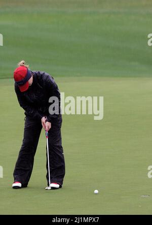 Settembre 31, 2009-Incheon, Corea del Sud-Morgan pressel di Boca Raton FL puts sulla 18th buca durante il secondo round di Hana Bank Kolon Championship allo Sky 72 Golf Club il 31 ottobre 2009 a Incheon, Corea del Sud. Foto Stock