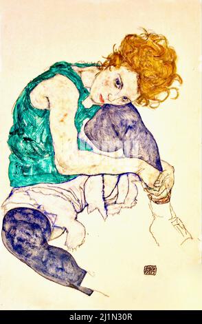 Egon Schiele - Donna seduta con gambe disegnate - Adele Herms - 1917 Foto Stock