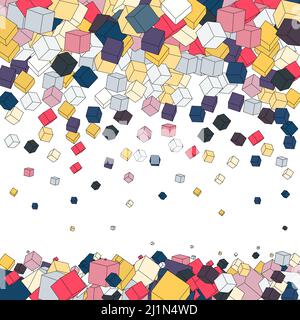 Cubi colorati che cadono. Modello di presentazione, copre banner pubblicitari Foto Stock
