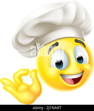 Chef Emoticon Cook Cartoon viso Illustrazione Vettoriale