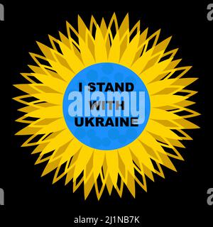 Un girasole nei colori della bandiera Ucraina. Illustrazione Vettoriale