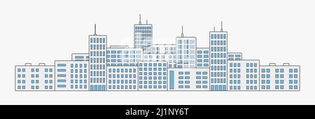illustrazione della linea vettoriale dello skyline della città Illustrazione Vettoriale