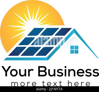casa solare logo design per l'energia e l'energia Illustrazione Vettoriale