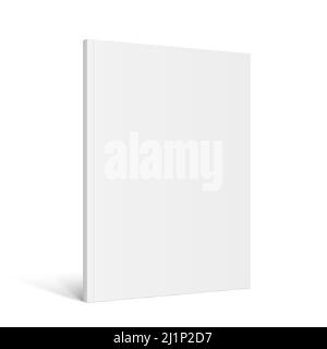 Vector realistic in piedi 3D rivista mockup con bianco bianco coperchio isolato. Libro cartaceo verticale chiuso, catalogo o rivista mock up con lucido Illustrazione Vettoriale