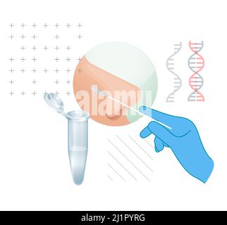 Tampone nasale - Test RT- PCR - Stock Illustration as EPS 10 file Illustrazione Vettoriale