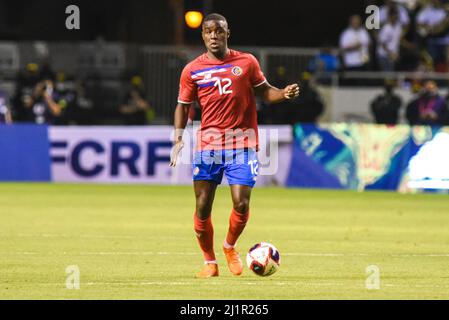 SAN JOSE, Costa Rica: Joel Campbell, giocatore costaricano, durante la vittoria del Costa Rica 1-0 sopra il Canada nei qualificatori della Coppa del mondo CONCACACAF FIFA su Mar Foto Stock