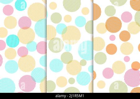 Set di motivi Abstract senza giunture con cerchi colorati Illustrazione Vettoriale