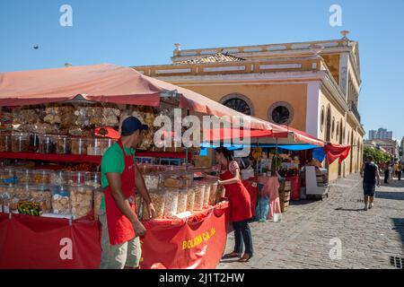 Un mercato all'aperto a Old Floripa, Florianopolis, Santa Catarina, Brasile Foto Stock
