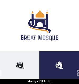 Grande moschea Islamic Center Prayer Study Islam Muslim Community Logo Illustrazione Vettoriale