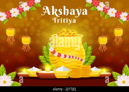 akshaya tritiya sfondo illustrazione lucido Illustrazione Vettoriale